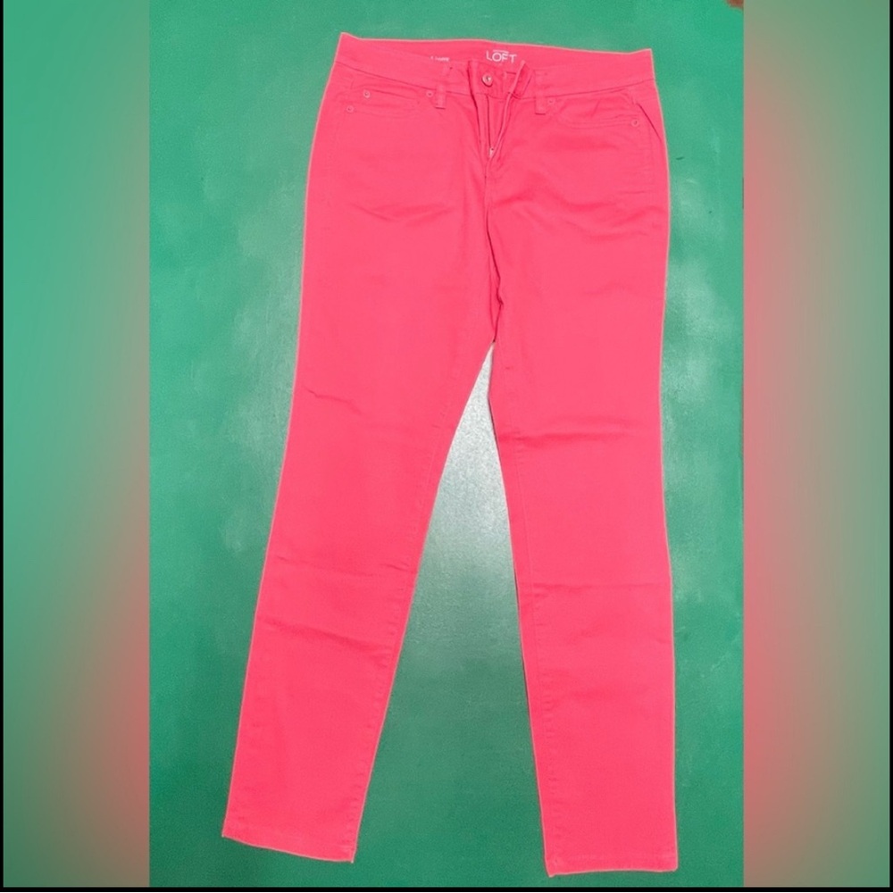 LOFT Women's Vibrant Pink Skinny Jeans